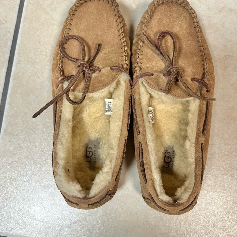 UGG Brown Suede Slippers with Cozy Lining